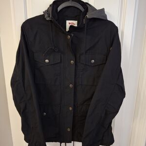 Fjallraven Black Utility Jacket with Hood